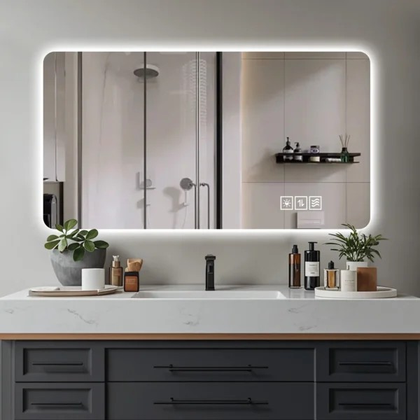 Wall Mounted LED Lighting Mirror with Touch Switch 24 48 Inches