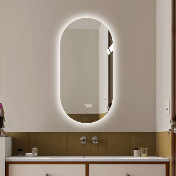 Antique Silver Smart Wall Mounted LED Touch Screen Mirror 48x24
