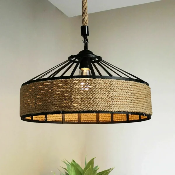 Retro Hemp Rope Pendant Lighting fixture
